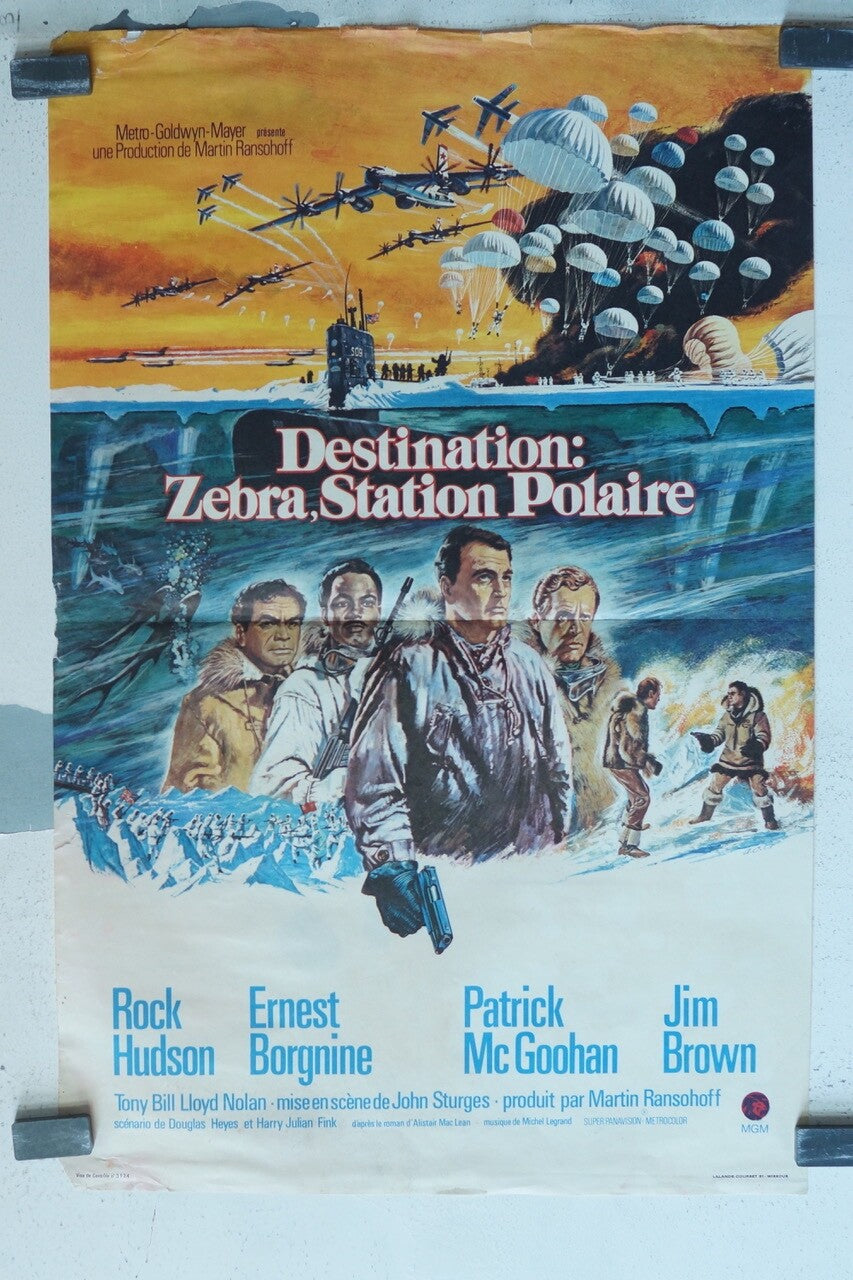 DESTINATION ZEBRA, STATION POLAIRE MOVIE POSTER ORIGINAL 40x60 ROCK HUDSON