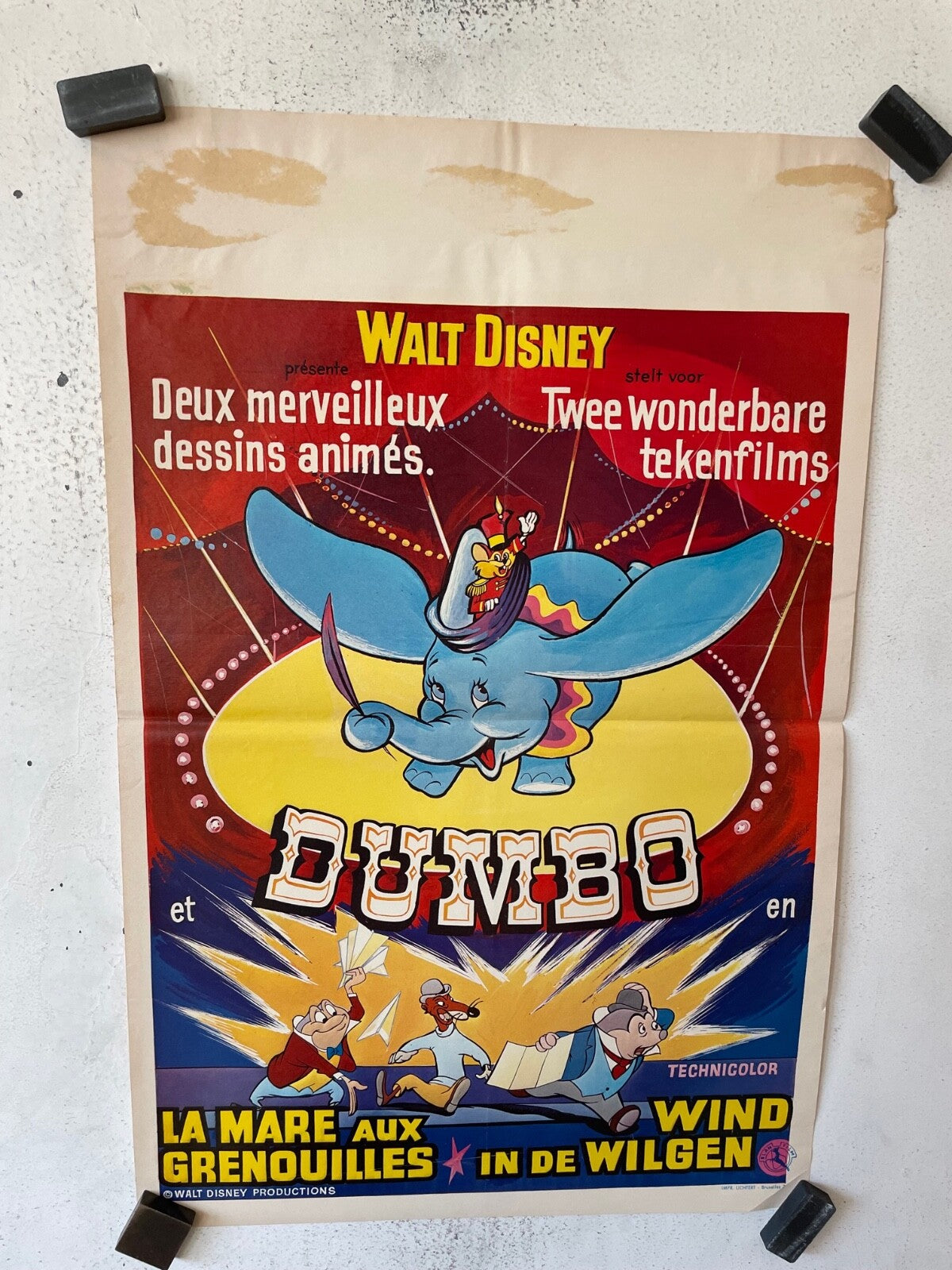 DUMBO, BELGIAN MOVIE POSTER 37X53 WALT DISNEY