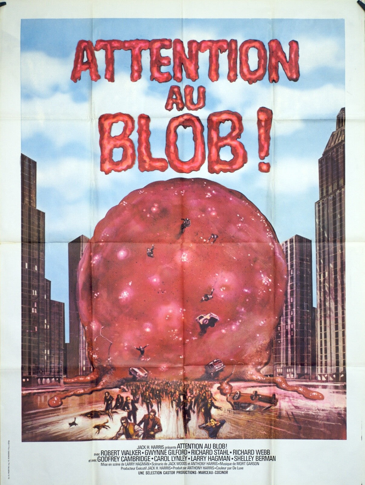 ATTENTION AU BLOB ! POSTER ORIGINAL 120x160 (Beware! the bob) Jack H Harris 