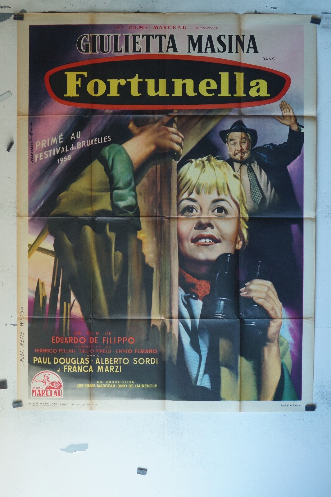 FORTUNELLA (1956) ORIGINAL MOVIE POSTER 120x160 GIULIETTA MASINA, PAUL DOUGLAS