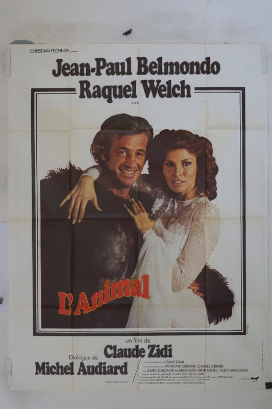 L’ANIMAL MOVIE POSTER ORIGINAL 120x160 JEAN-PAUL BELMONDO, RAQUEL WELCH