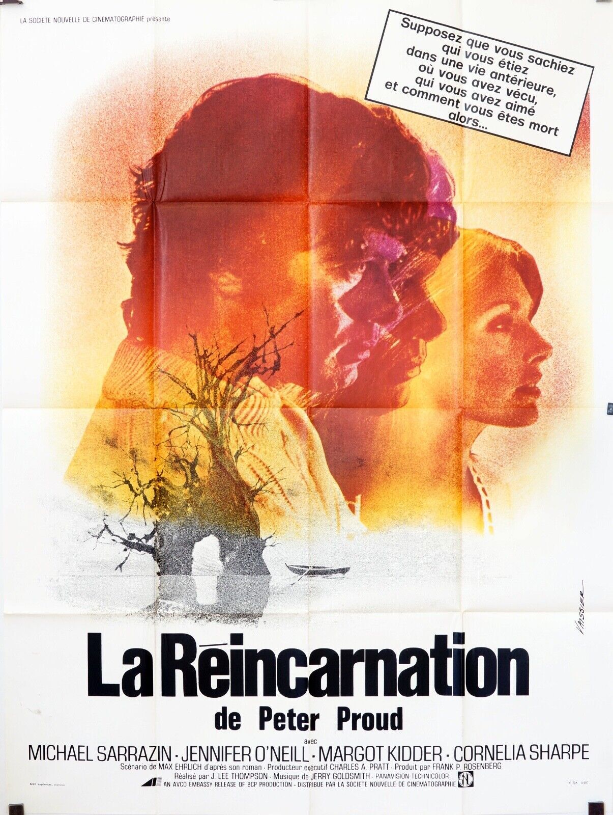 LA RÉINCARNATION MOVIE POSTER ORIGINAL 120x160  MICHEL AUCLAIR