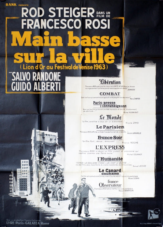 MAIN BASSE SUR LA VILLE ROD STEIGER MOVIE POSTER ORIGINAL 120x160