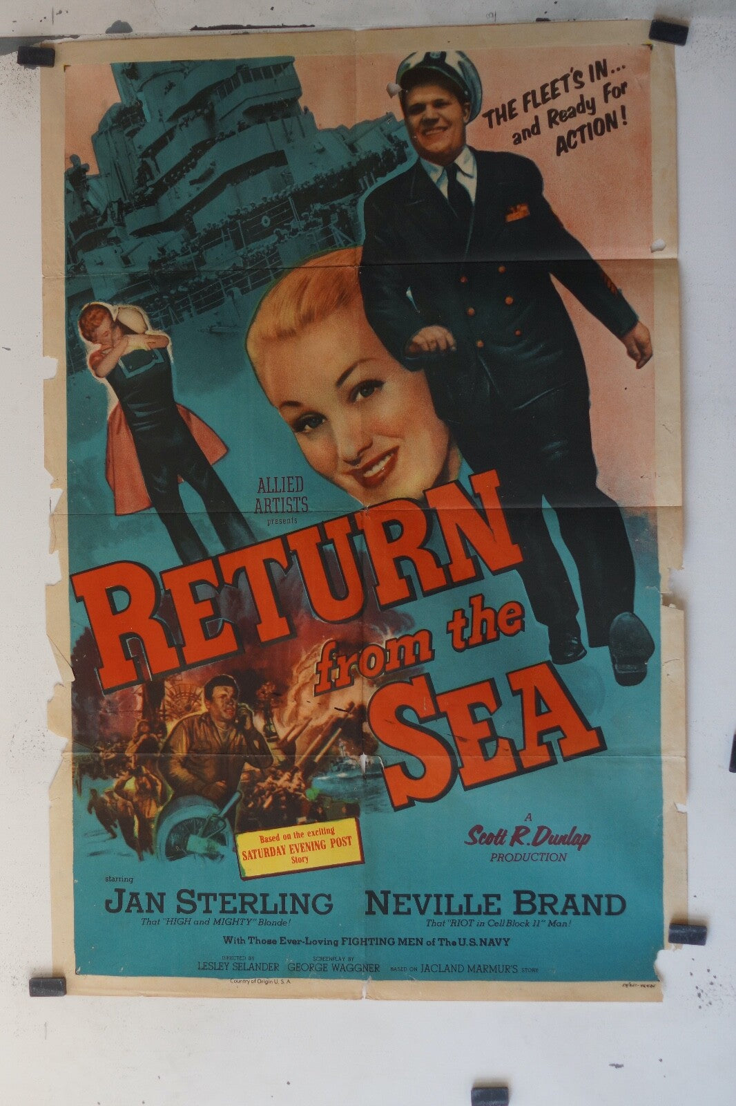 RETURN FROM THE SEA (1954) ORIGINAL MOVIE POSTER JOHN STERLING, NEVILLE BRAND