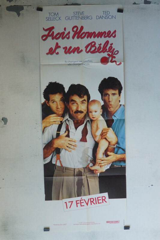 TROIS HOMMES ET UN BÉBÉ POSTER ORIGINAL 60x160 TOM SELLECK