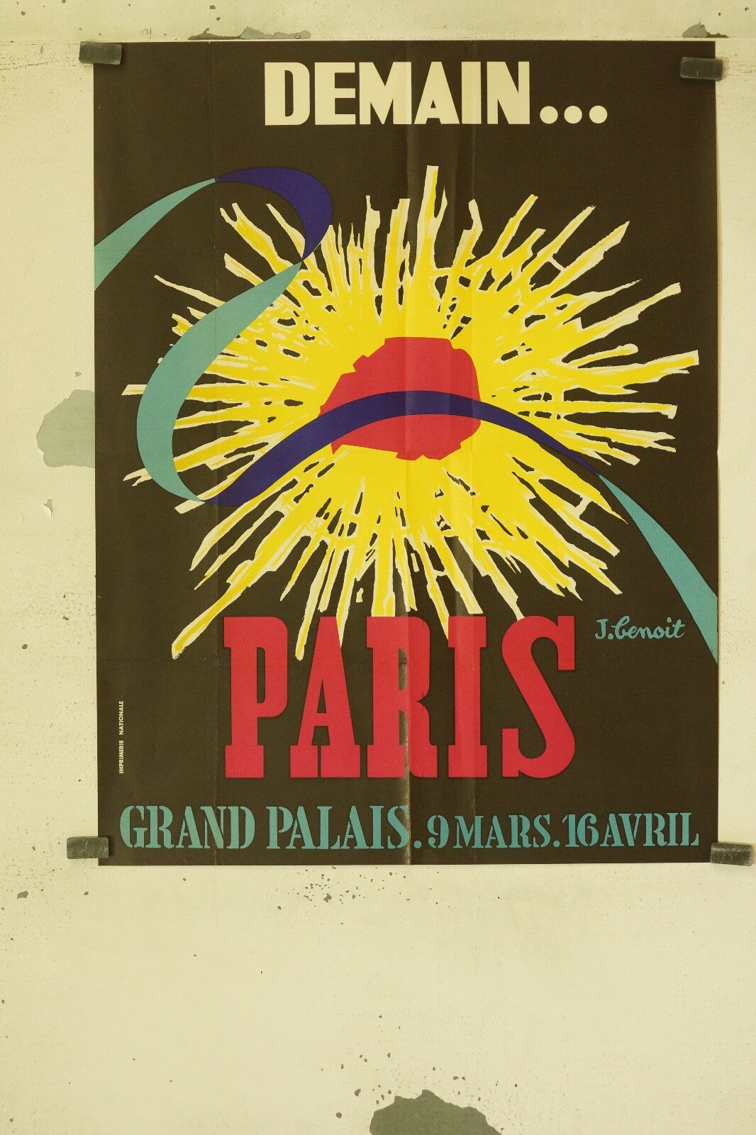POSTER ORIGINAL AFFICHE DEMAIN PARIS, J.BENOIT, (40X60)