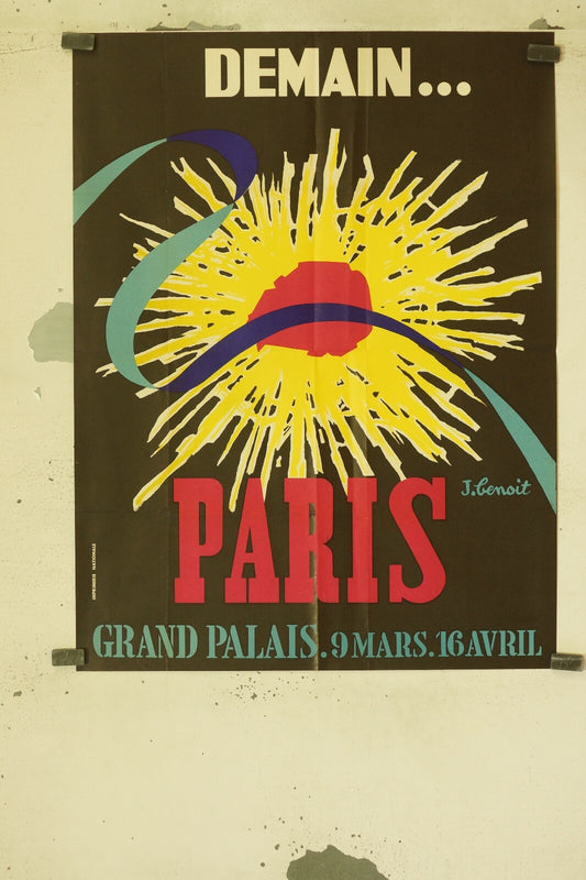 POSTER ORIGINAL AFFICHE DEMAIN PARIS, J.BENOIT, (40X60)
