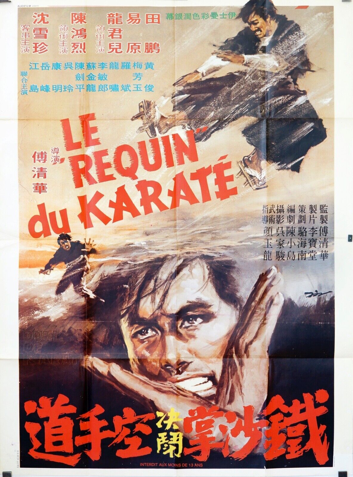 LE REQUIN DU KARATÉ, KUNG-FU, KARATÉ MOVIE POSTER ORIGINAL 120x160