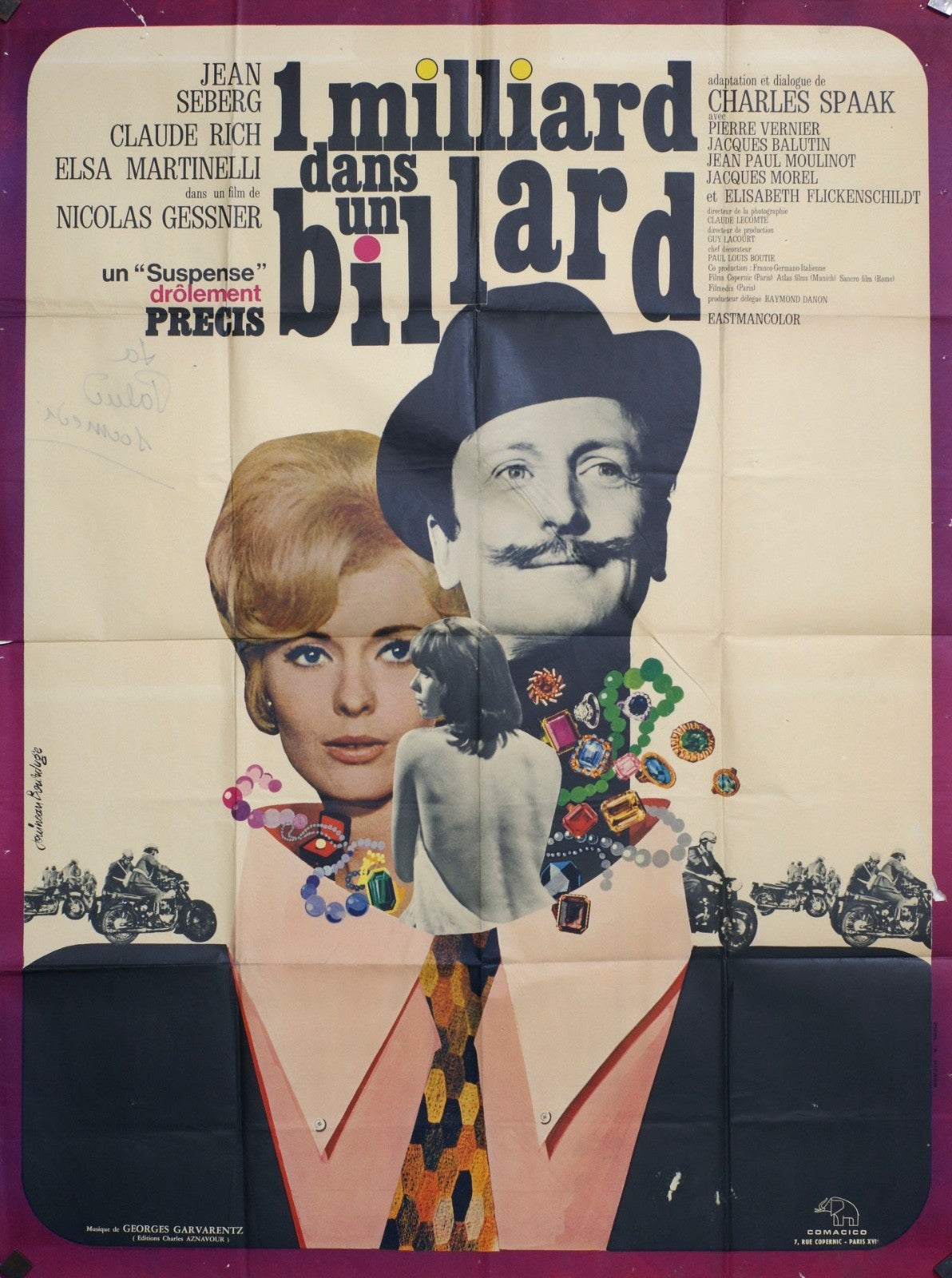 1 MILLIARD DANS UN BILLARD JEAN SEBERG MOVIE POSTER ORIGINAL 120x160