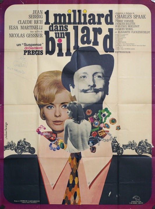 1 MILLIARD DANS UN BILLARD JEAN SEBERG MOVIE POSTER ORIGINAL 120x160