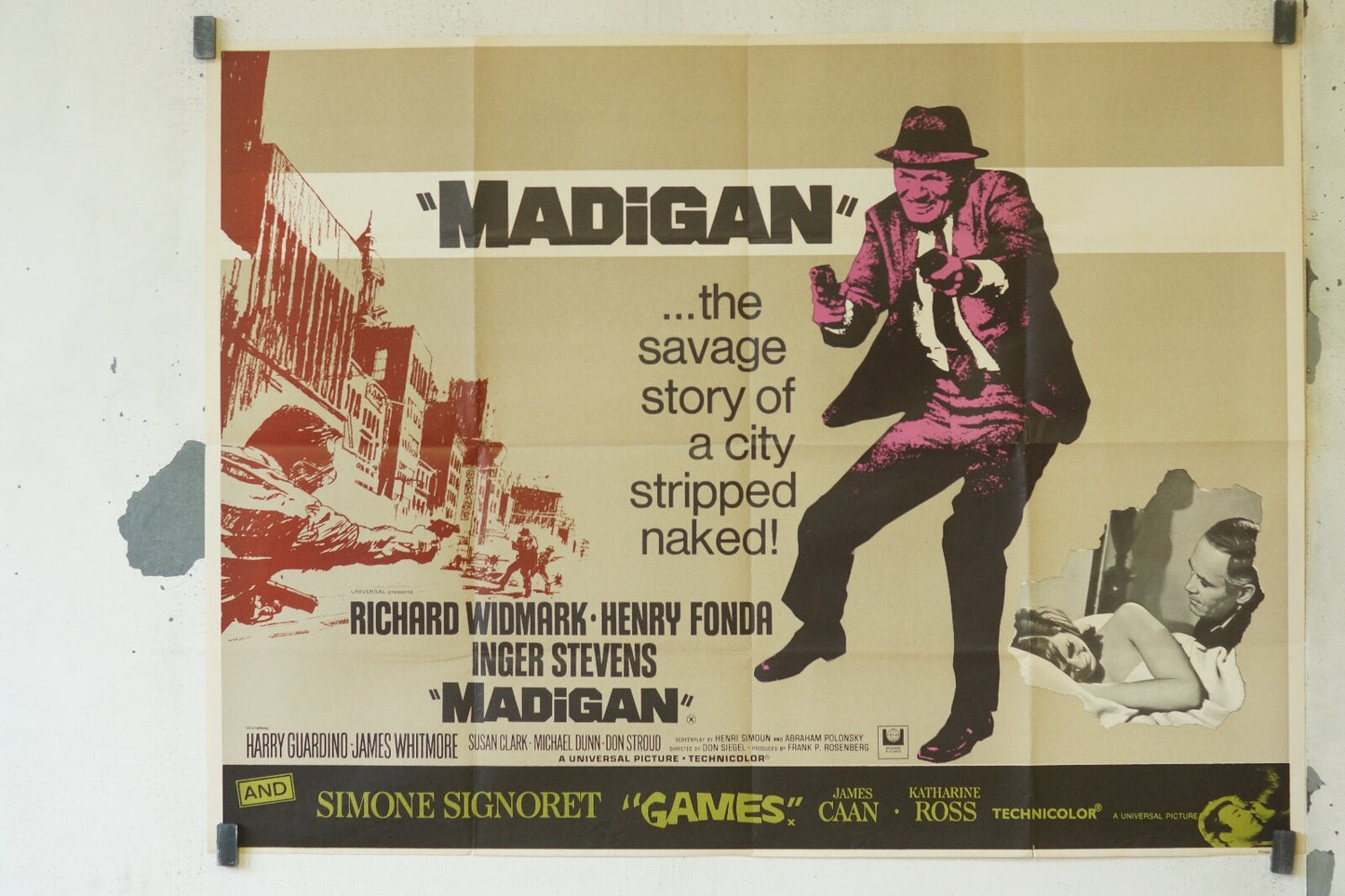 MADIGAN 70X100 ORIGINAL MOVIE POSTER RICHARD WIDMARK