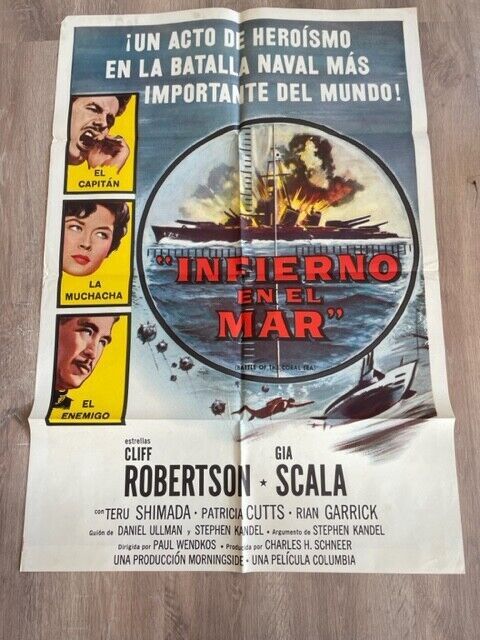 INFIERNO EN EL MAR 70X100 original CLIFF ROBERTSON