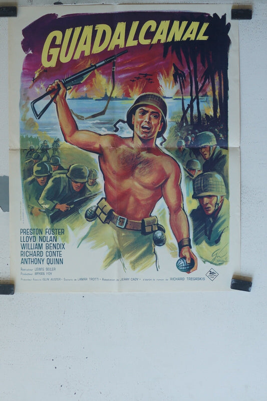 GUADALCANAL MOVIE POSTER ORIGINAL 60x45 Preston Foster , Lloyd Nolan