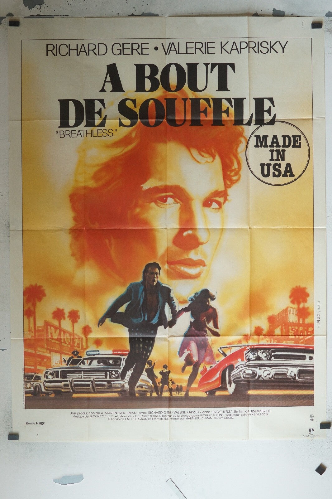 A BOUT DE SOUFFLE ORIGINAL 120x160 RICHARD GERE, VALERIE KAPRISKY