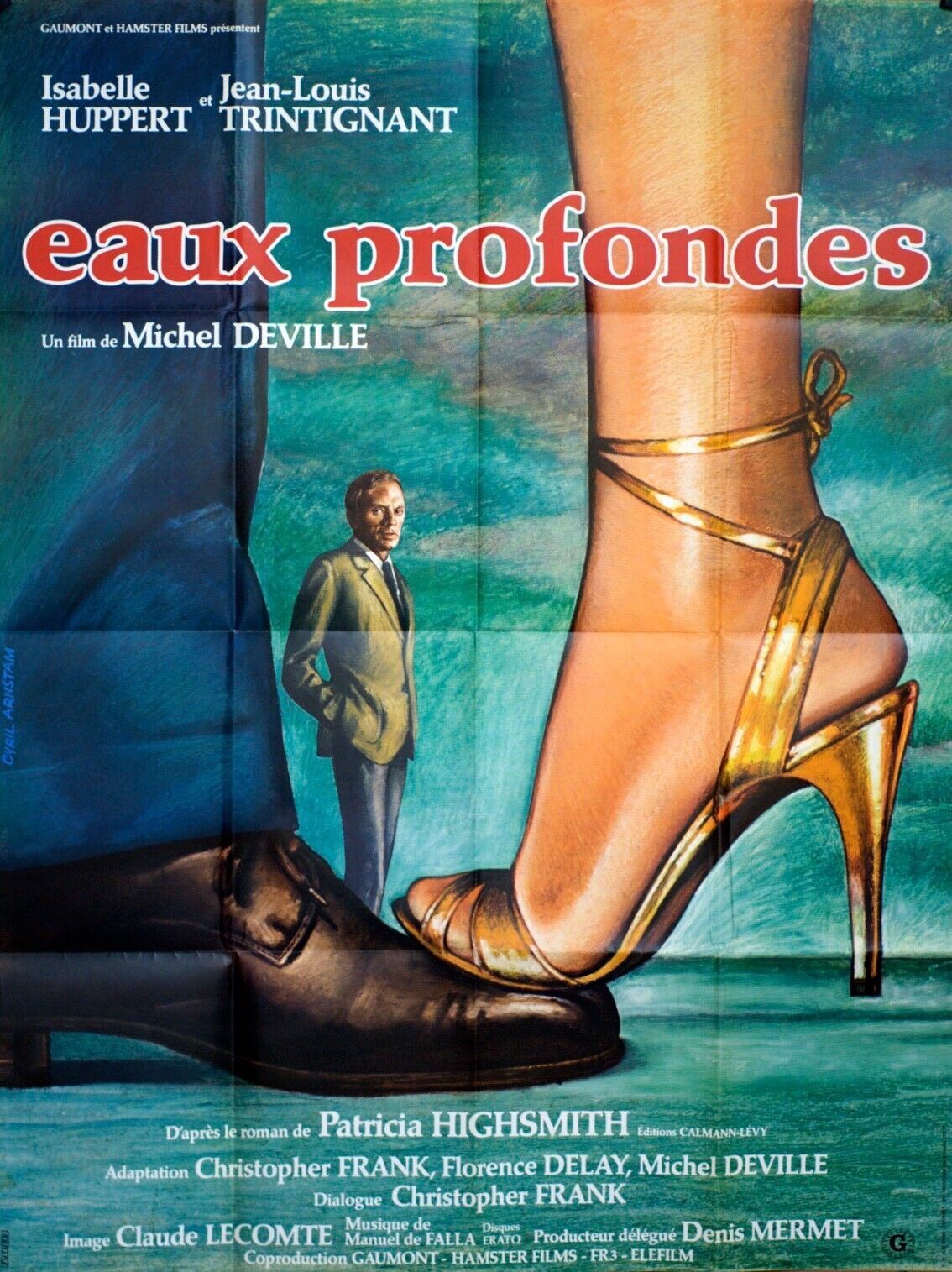 EAUX PROFONDES MOVIE POSTER ORIGINAL 120x160  ISABELLE HUPPERT