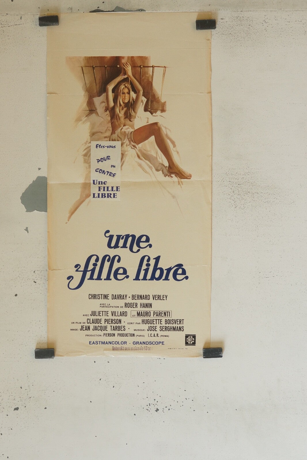 UNE FILLE LIBRE MOVIE POSTER (34X70) CHRISTINE DAVRAY – BERNARD VERLEY