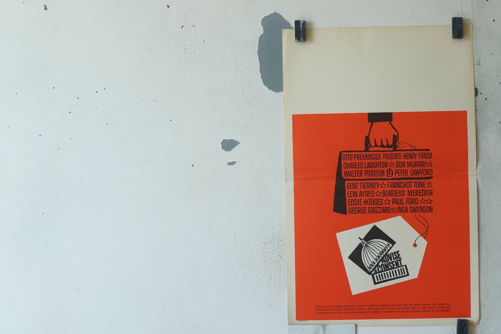 ADVISE & CONSENT (1962) ORIGINAL 35,5X55 FRANCHOT TONE, LEW AYRES