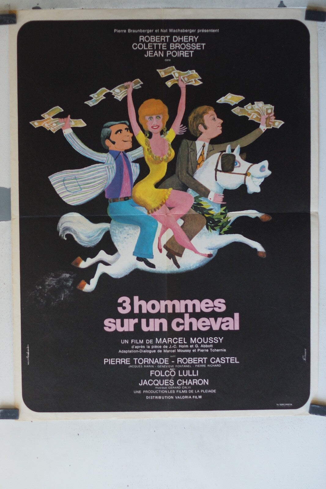 3 HOMMES SUR UN CHEVAL movie poster ORIGINAL 60x80 Robert Dhéry , Colette Brosse