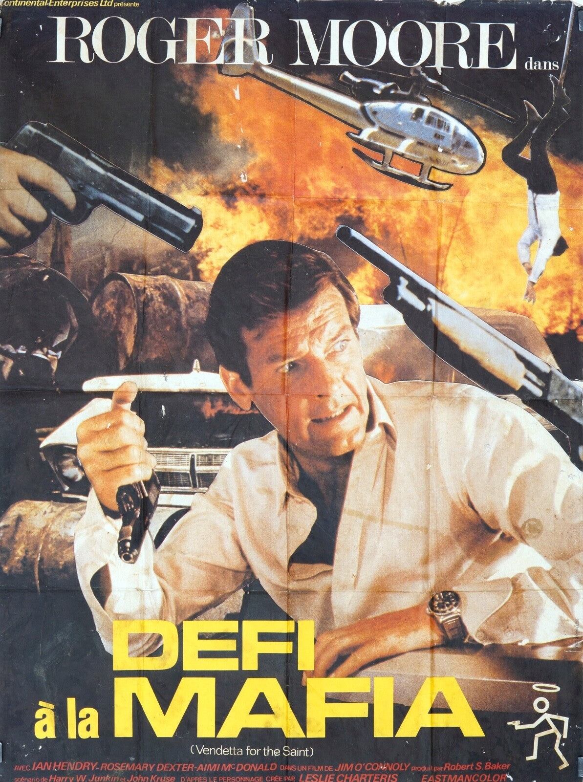 DÉFI A LA MAFIA  ROGER MOORE 120X160 MOVIE POSTER ORIGINAL