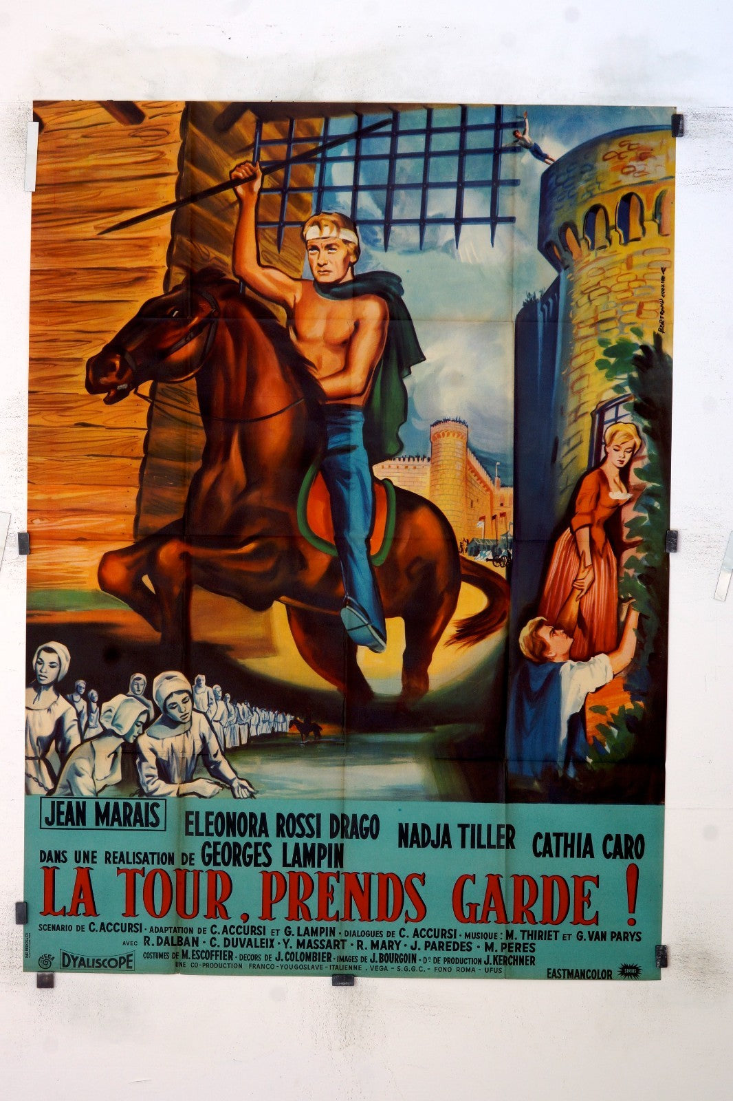 LA TOUR, PRENDS GARDE MOVIE POSTER ORIGINAL 120x160 JEAN MARAIS, ELEONORA ROSSI