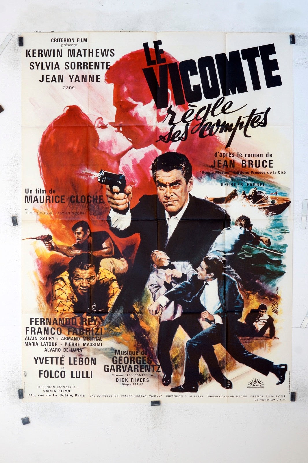 LE VICOMTE RÈGLE SES COMPTES KERWIN MATHEWS MOVIE POSTER ORIGINAL 120x160