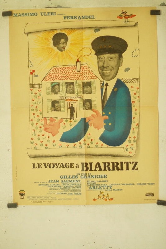 LE VOYAGE À BIARRITZ MOVIE POSTER ORIGINAL (60X80) MICHEL GALABRU - FERNANDEL