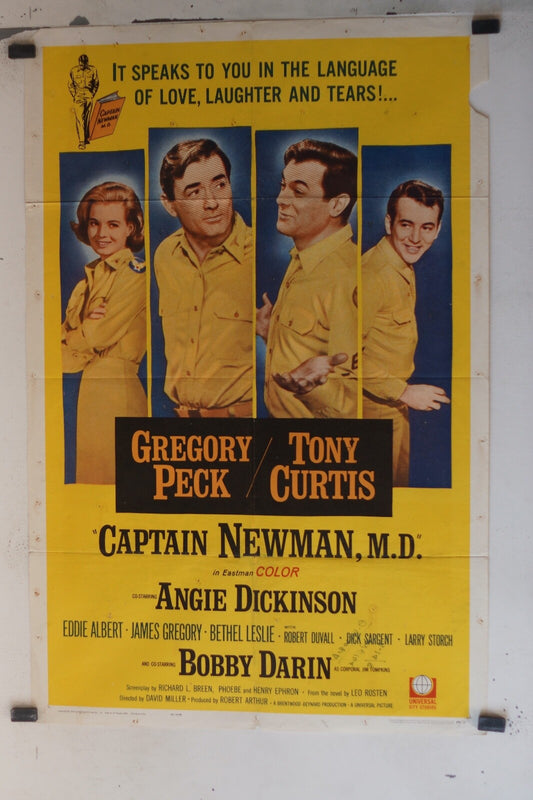 CAPTAIN NEWMAN, M.D, 1963 ORIGINAL MOVIE POSTERGREGORY PECK – JAMES GREGORY