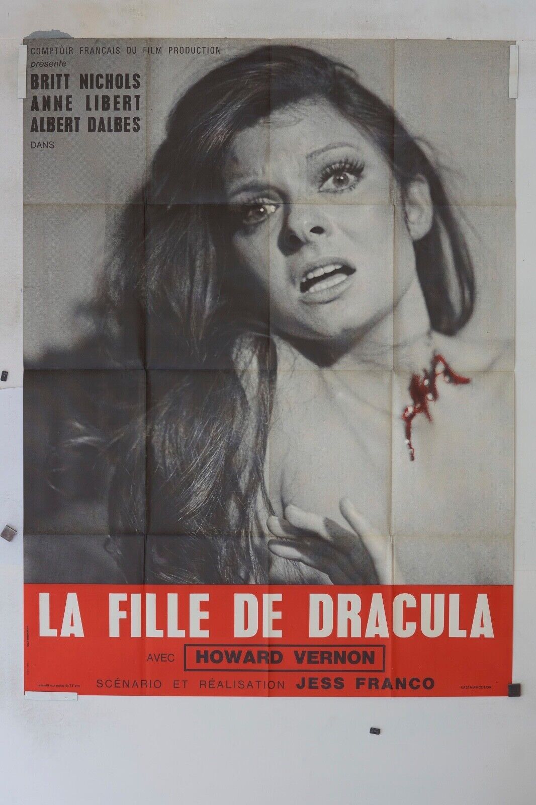LA FILLE DE DRACULA ORIGINAL MOVIE POSTER 120x160 HOWARD VERNON