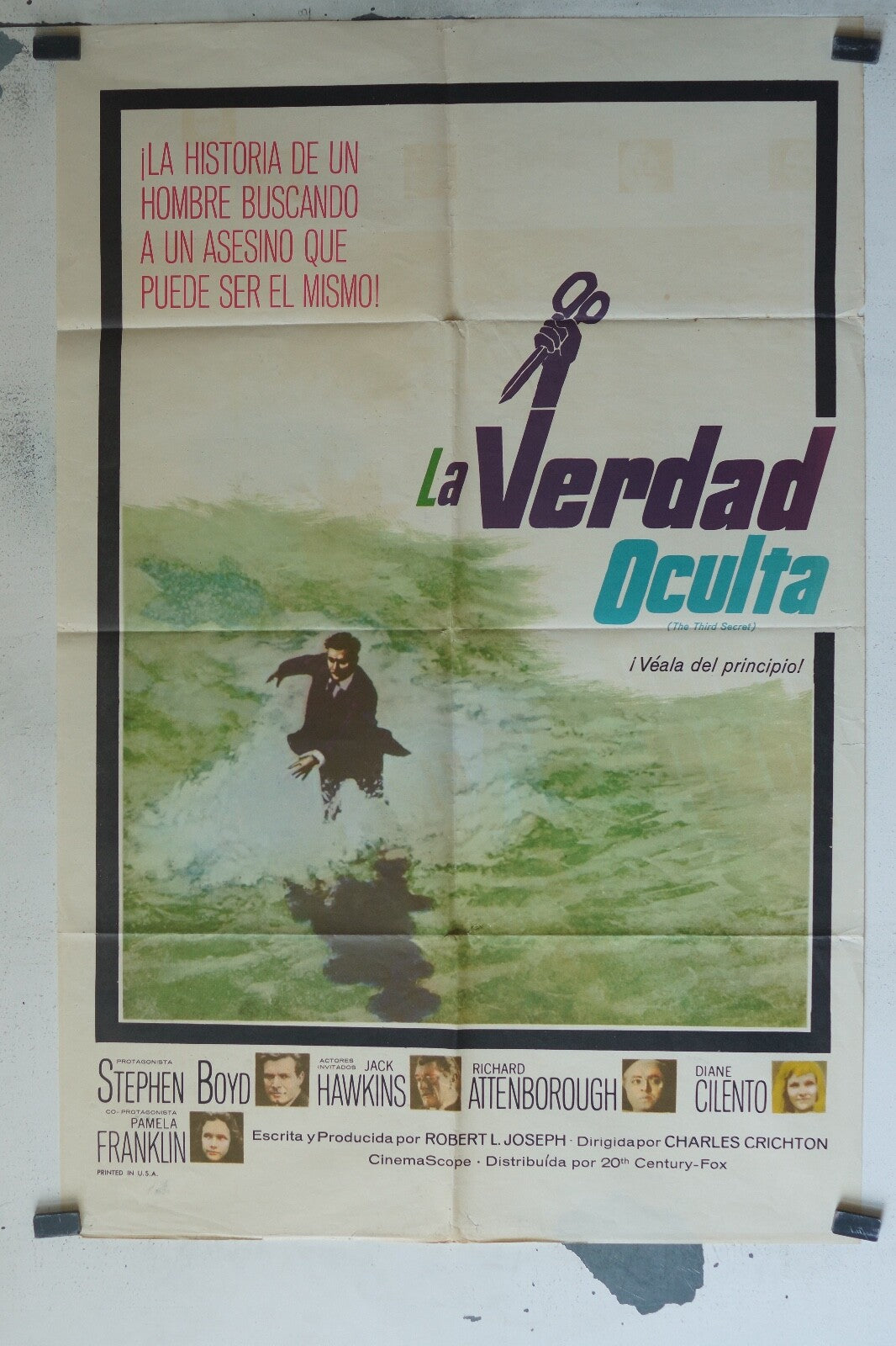 LA VERDAD OCULTA 70x100 ORIGINAL MOVIE POSTER STEPHEN BOYD, JACK HAWKINS