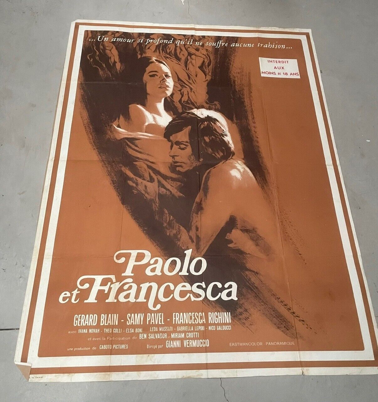PAOLO ET FRANCESCA, GERARD BLAIN,  POSTER ORIGINAL  SUR KRAFT (120X160)