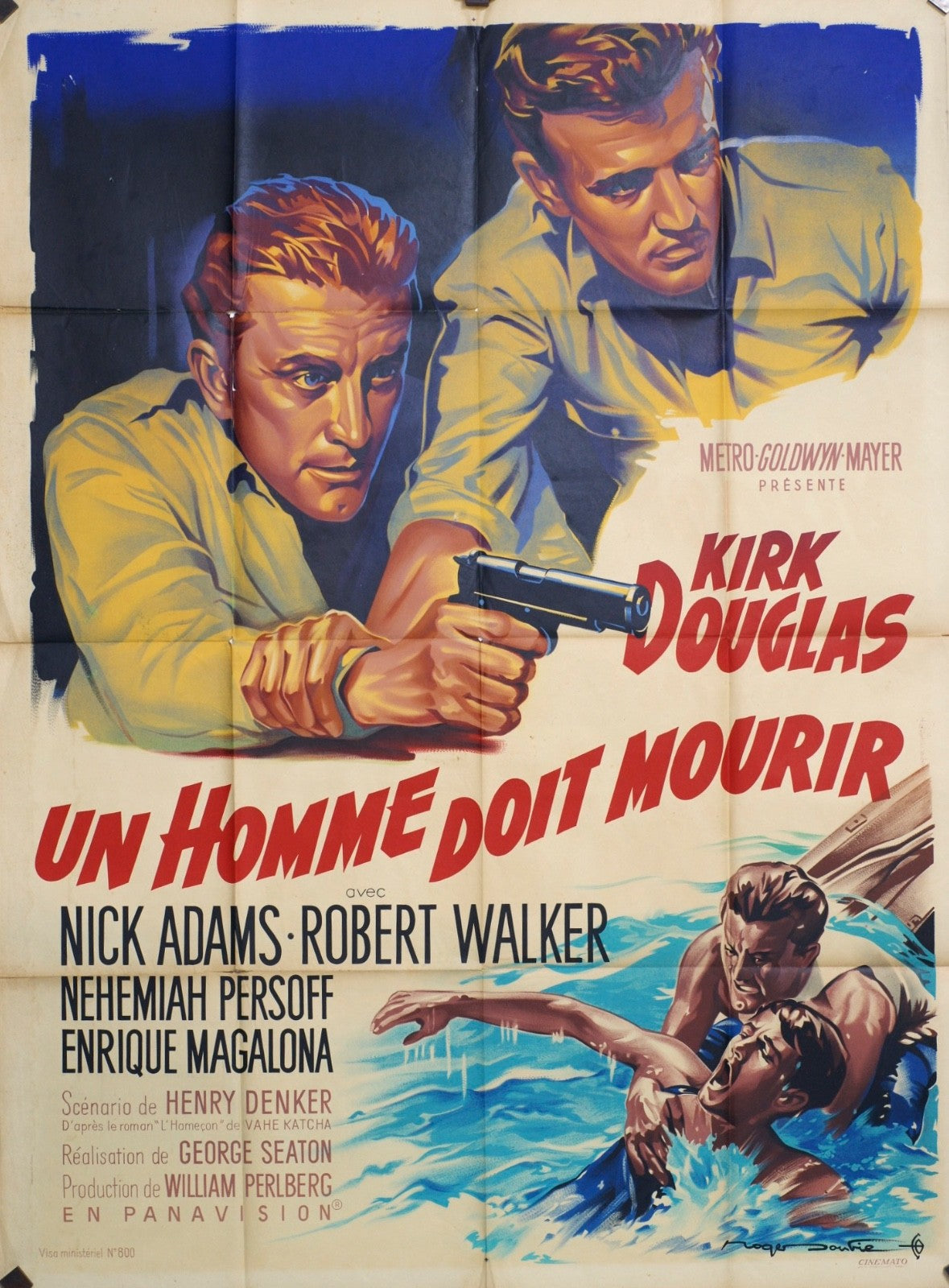 UN HOMME DOIT MOURIR KIRK DOUGLAS MOVIE POSTER ORIGINAL 120x160