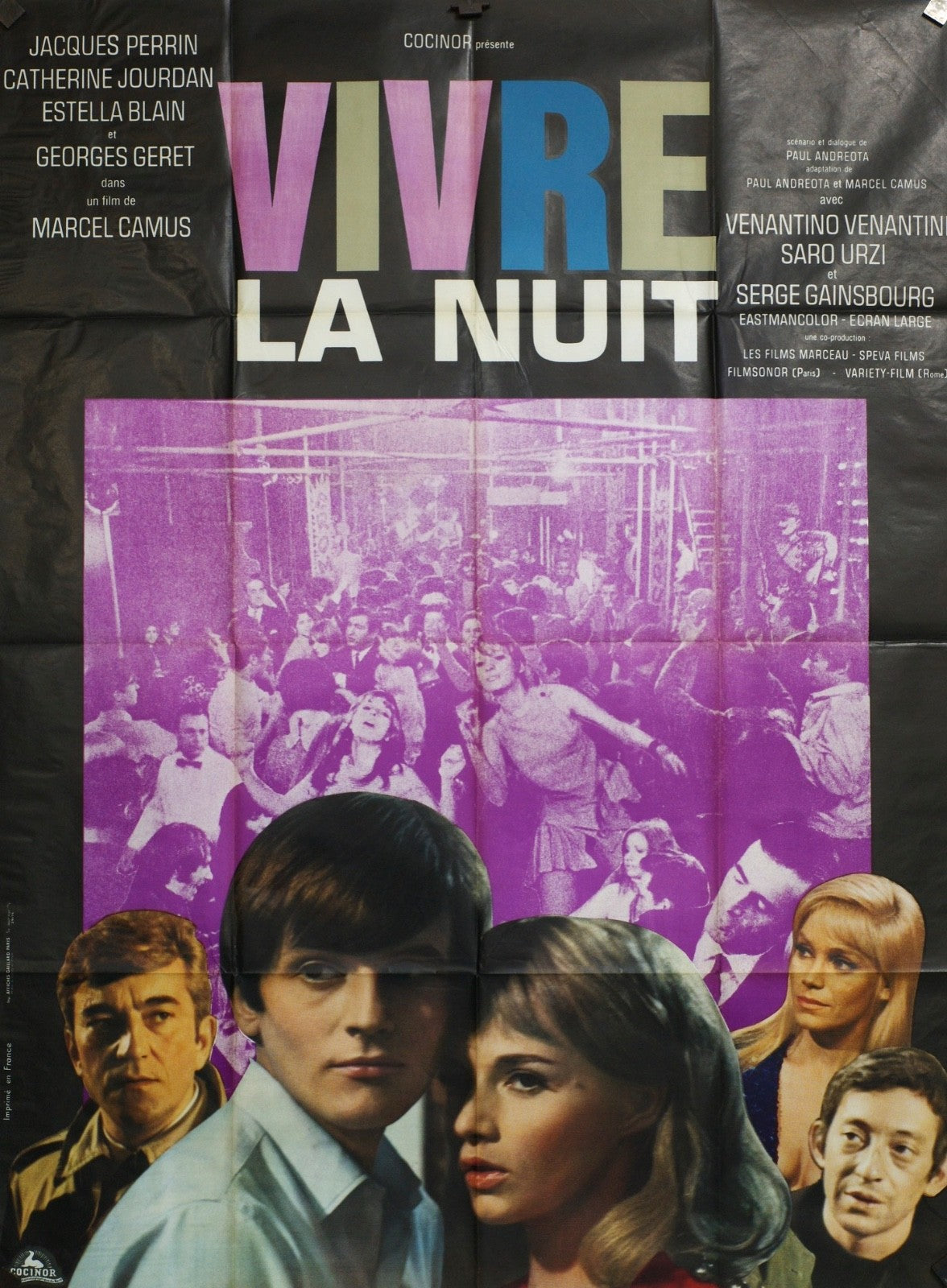 VIVRE LA NUIT JACQUES PERRIN MOVIE POSTER ORIGINAL 120x160