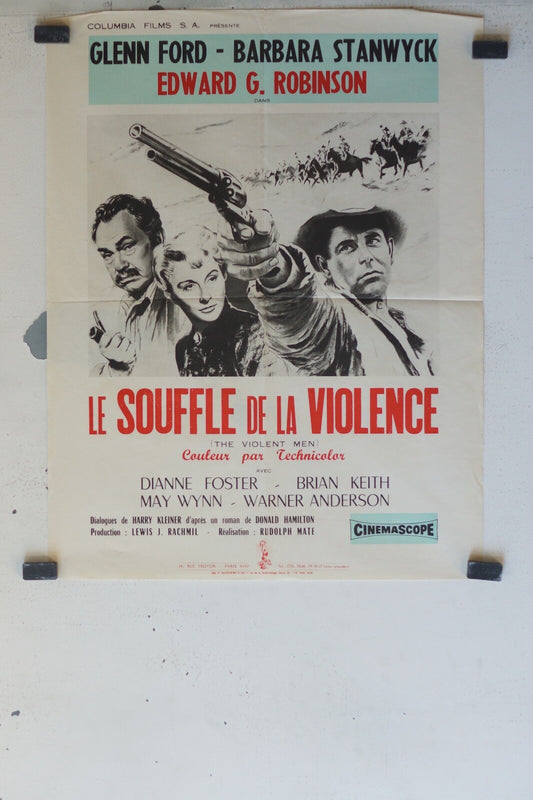 SOUFFLE DE LA VIOLENCE MOVIE POSTER ORIGINAL 50x62 Glenn Ford , Barbara Stanwy