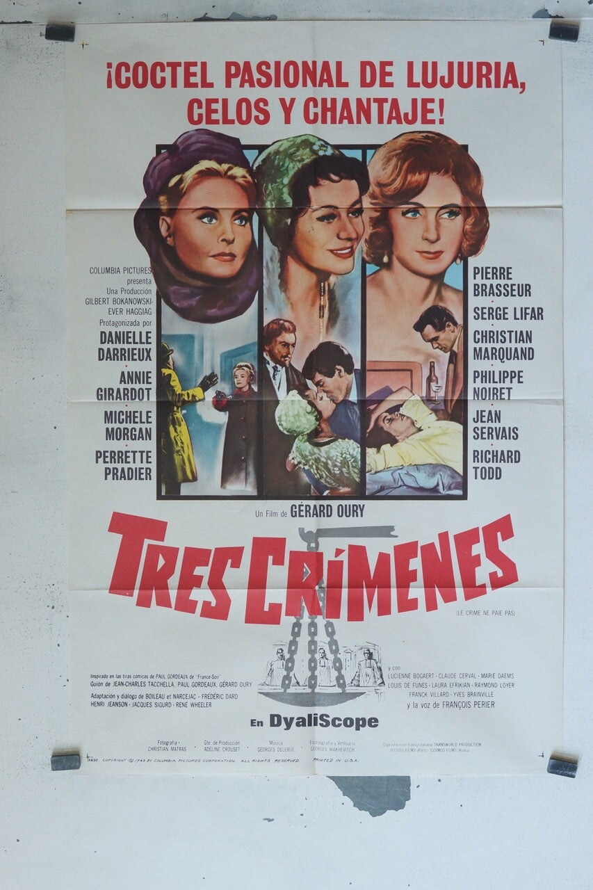 TRES CRIMENES ORIGINAL MOVIE POSTER DANNIELLE DARRIEUX – ANNIE GIRARDOT 70x100