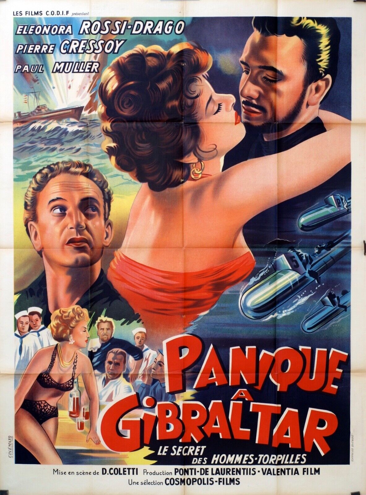 PANIQUE À GIBRALTAR ORIGINAL MOVIE POSTER 120x160 PIERRE CRESSOY