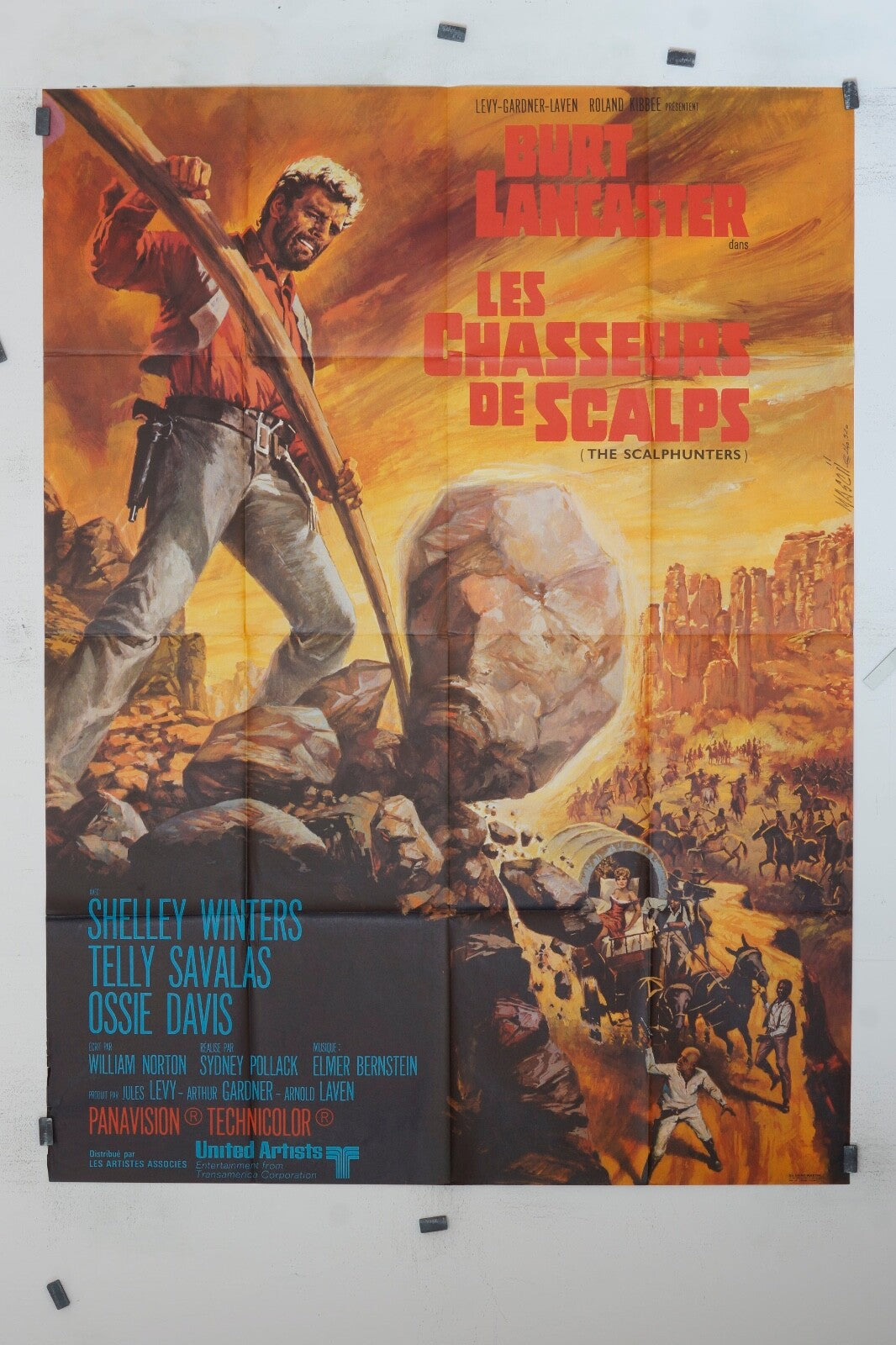 LES CHASSEURS DE SCALPS BURT LANCASTER MOVIE POSTER ORIGINAL 120x160