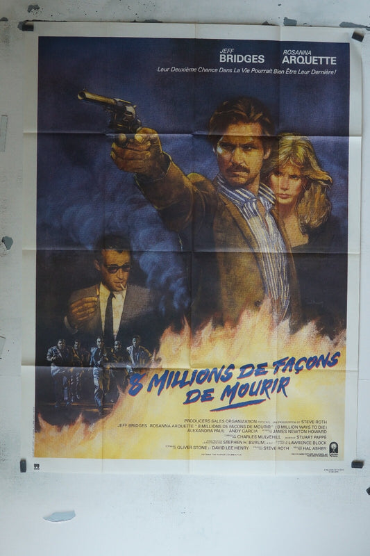 8 MILLIONS DE FAÇONS DE MOURIR MOVIE POSTER ORIGINAL 120x160 JEFF BRIDGES
