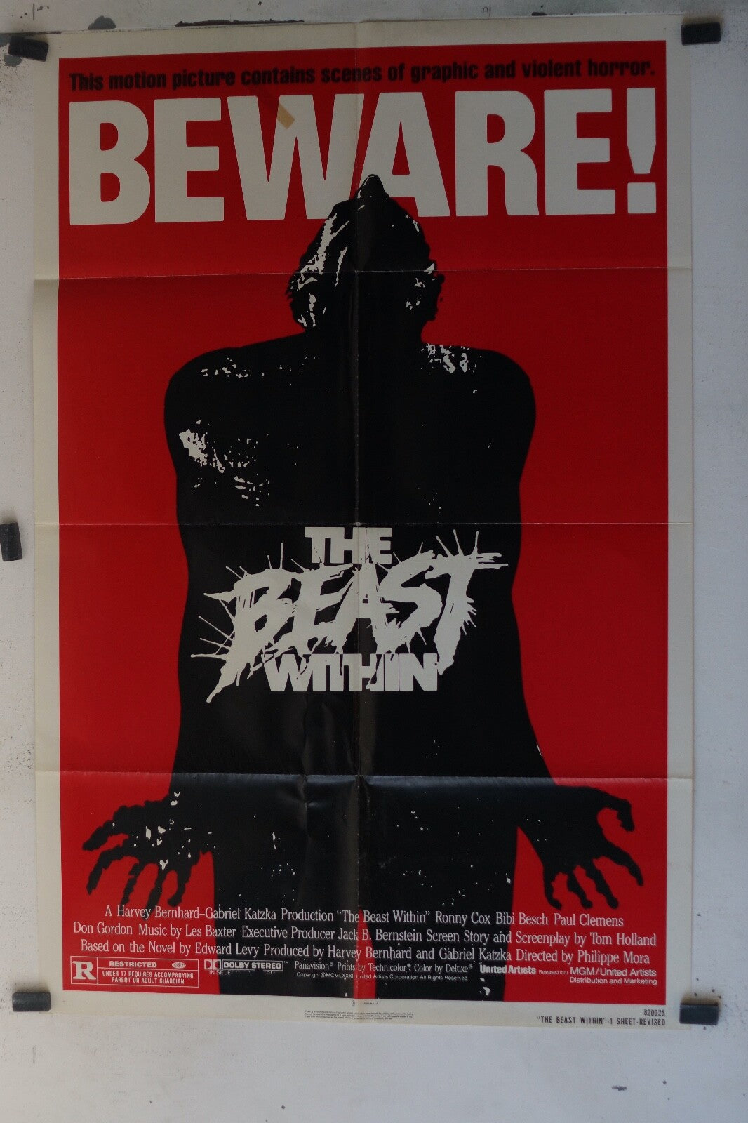 THE BEAST WITHIN (1982) 70x100 ORIGINAL MOVIE POSTER HARVEY BERNHARD – GABRIEL