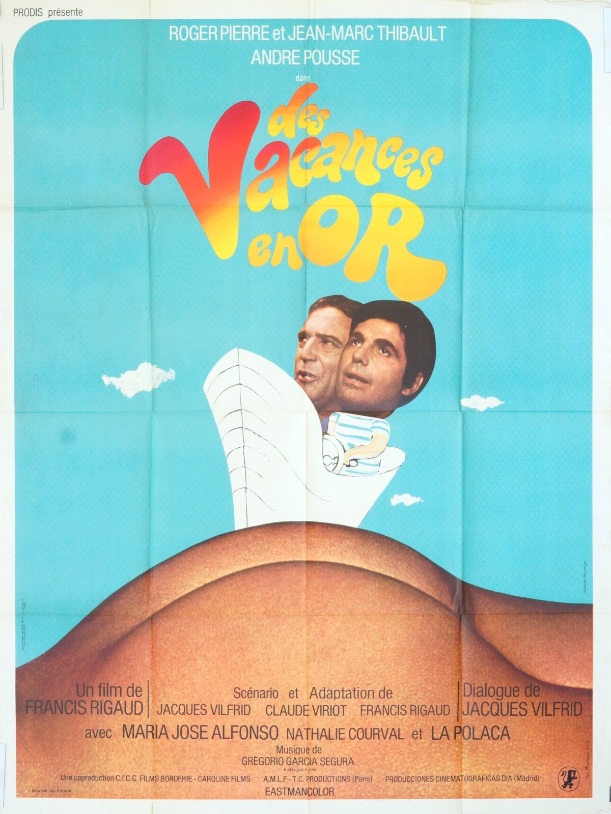 DES VACANCES EN OR ORIGINAL MOVIE POSTER 120X160 ROGER PIERRE
