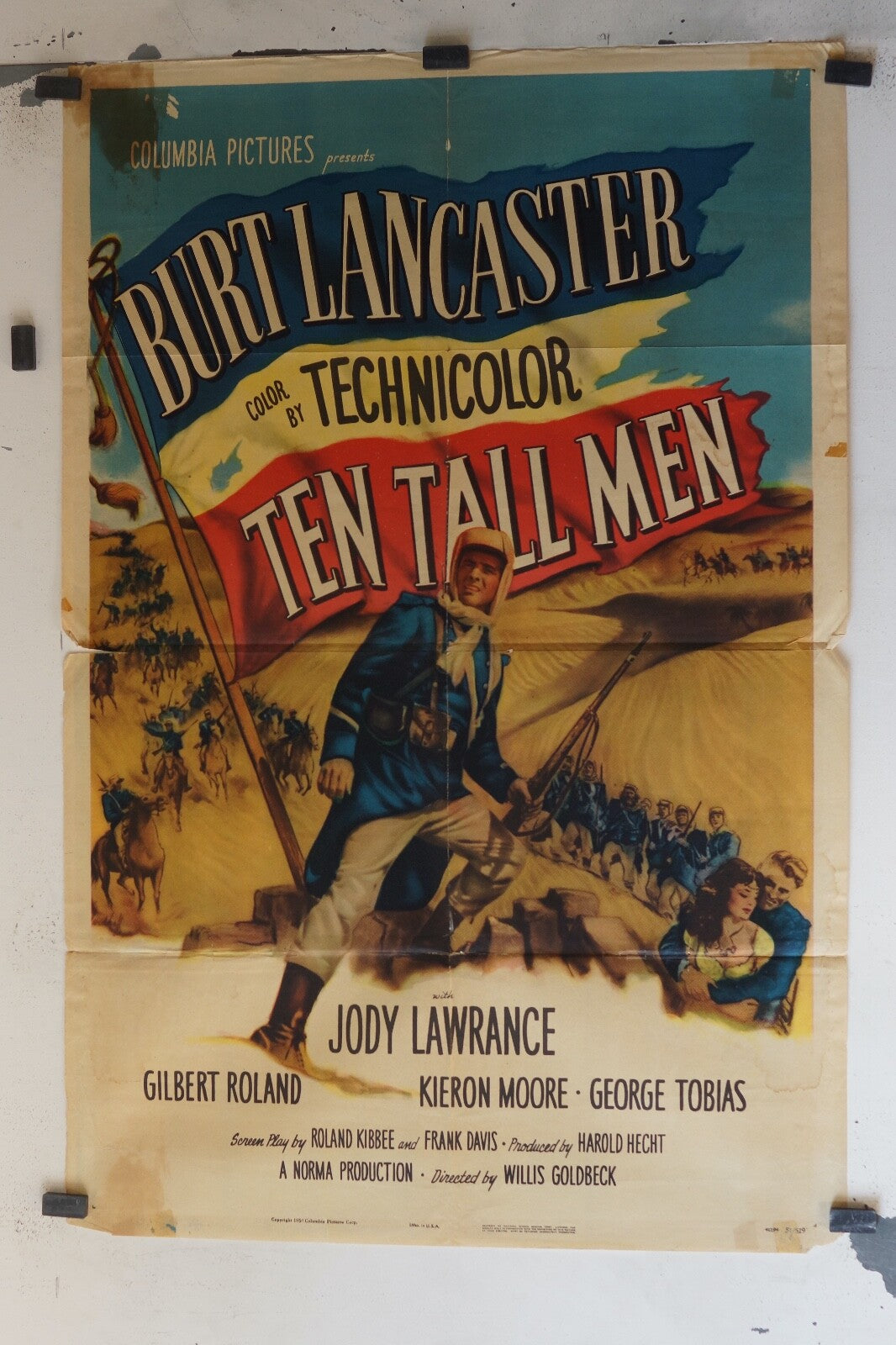 TEN TALL MEN (1951) ORIGINAL MOVIE POSTER 70x100 BURT LANCASTER, JODY LAWRENCE