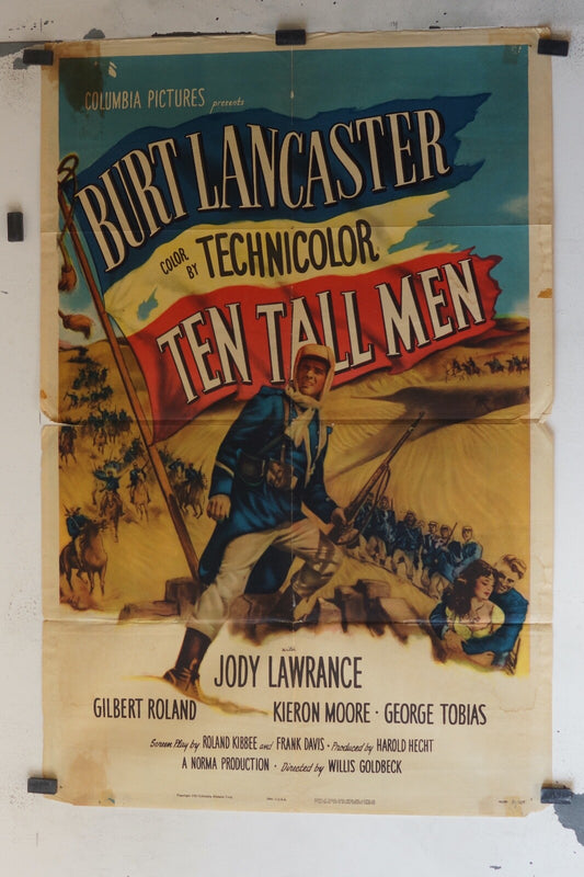 TEN TALL MEN (1951) ORIGINAL MOVIE POSTER 70x100 BURT LANCASTER, JODY LAWRENCE