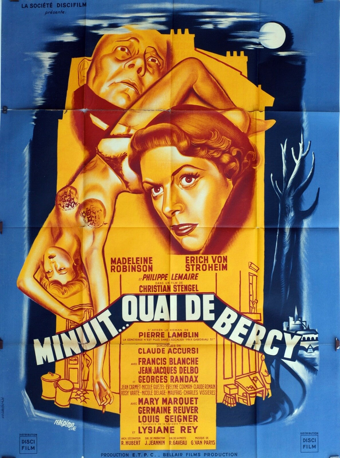MINUIT…QUAI DE BERCY MOVIE POSTER ORIGINAL 120x160 MADELEINE ROBINSON