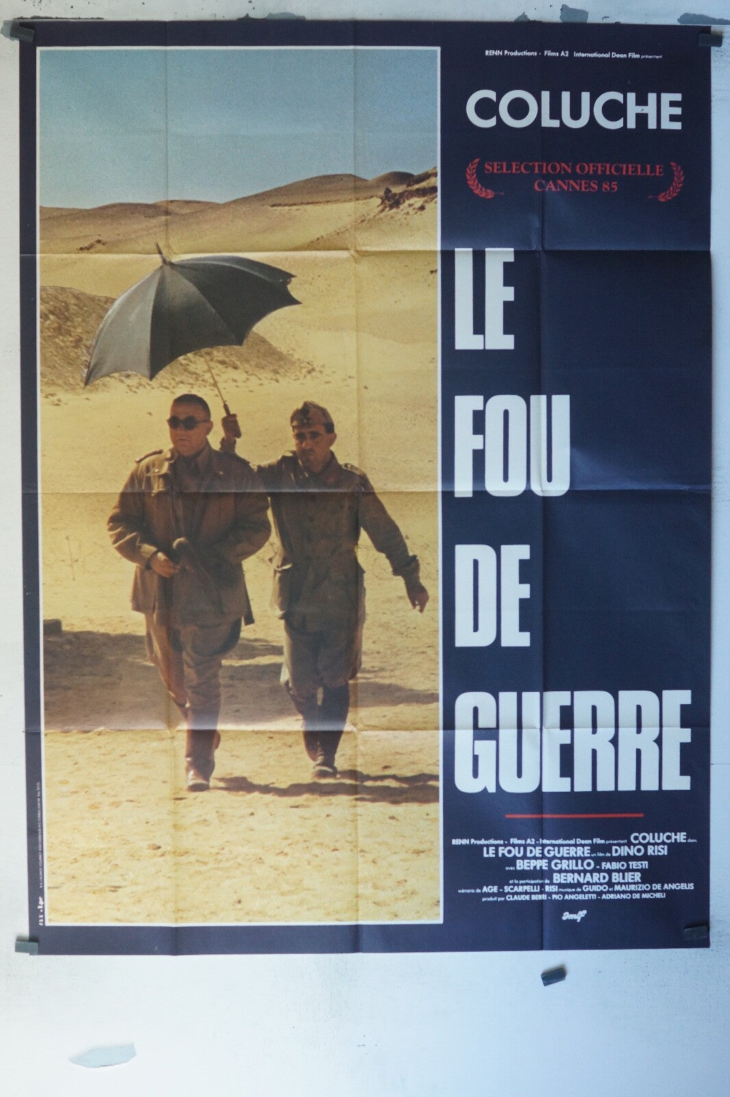 LE FOU DE GUERRE AMÉRICAIN MOVIE POSTER ORIGINAL 120x160 COLUCHE