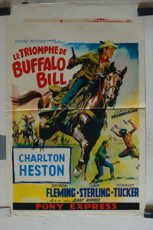 TRIOMPHE DE BUFFALO BILL (LE) (BELGE) MOVIE POSTER ORIGINAL 54x36Charlton Heston