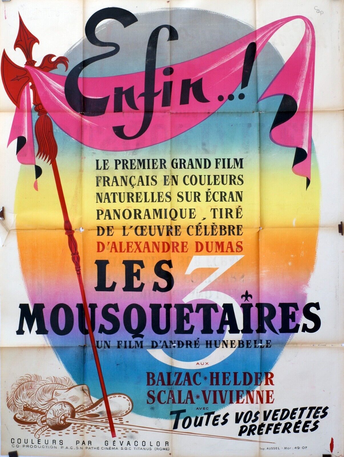 ENFIN…LES 3 MOUSQUETAIRES MOVIE POSTER ORIGINAL 120x160 BALZAC