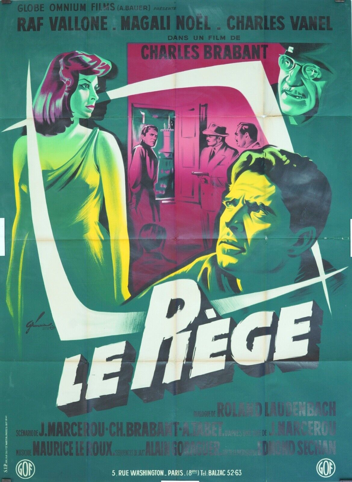 LE PIÈGE MOVIE POSTER ORIGINAL 120x160 RAF VALLONE