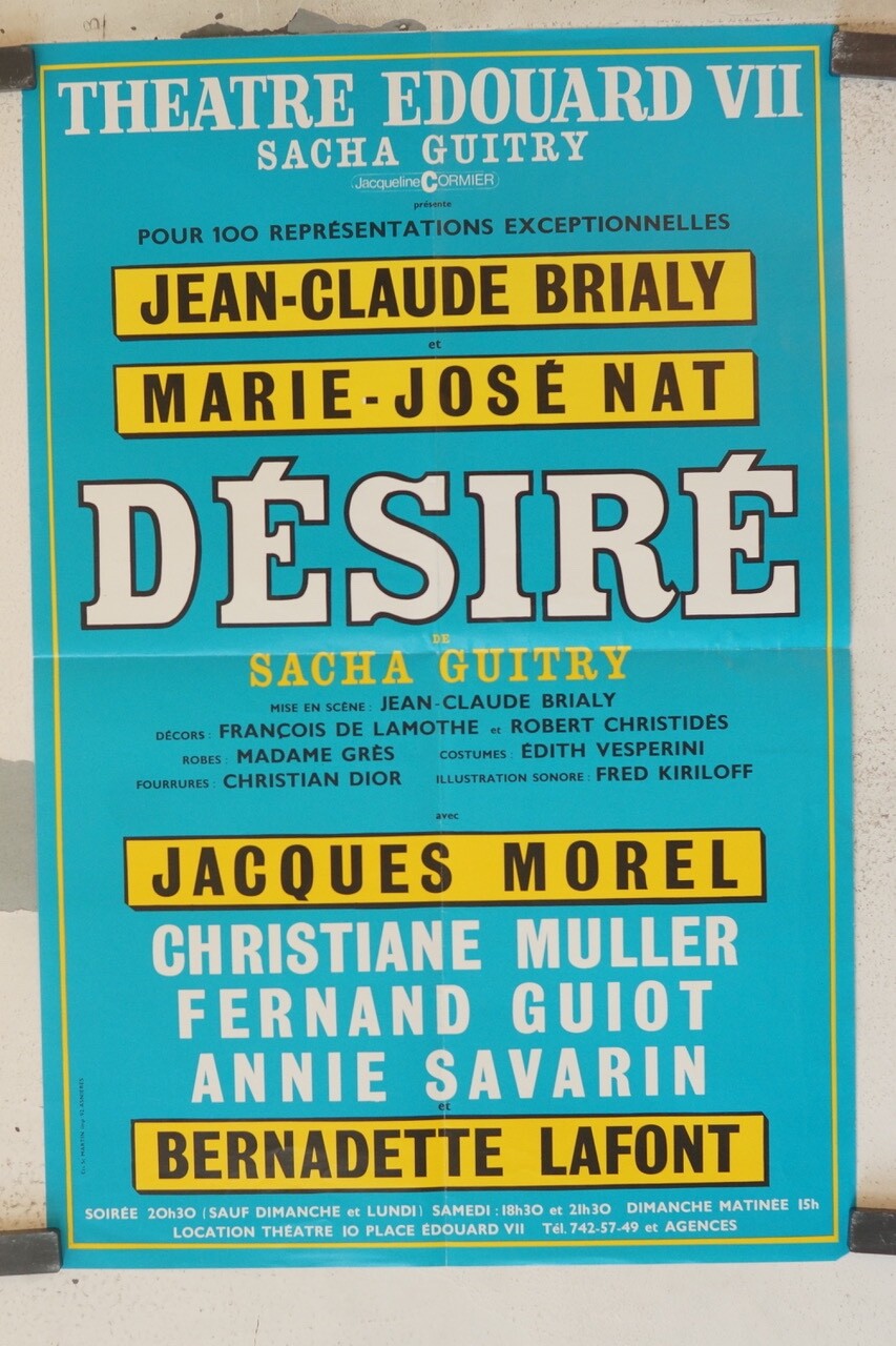 DÉSIRÉ, AFFICHE DE THÉÂTRE 38X57 JEAN-CLAUDE BRIALY – MARIE-JOSÉ