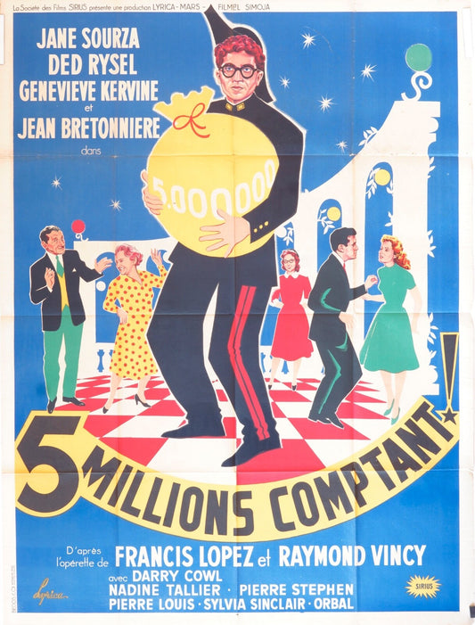 5 MILLIONS COMPTANT MOVIE POSTER ORIGINAL 120x160 JANE SOURZA