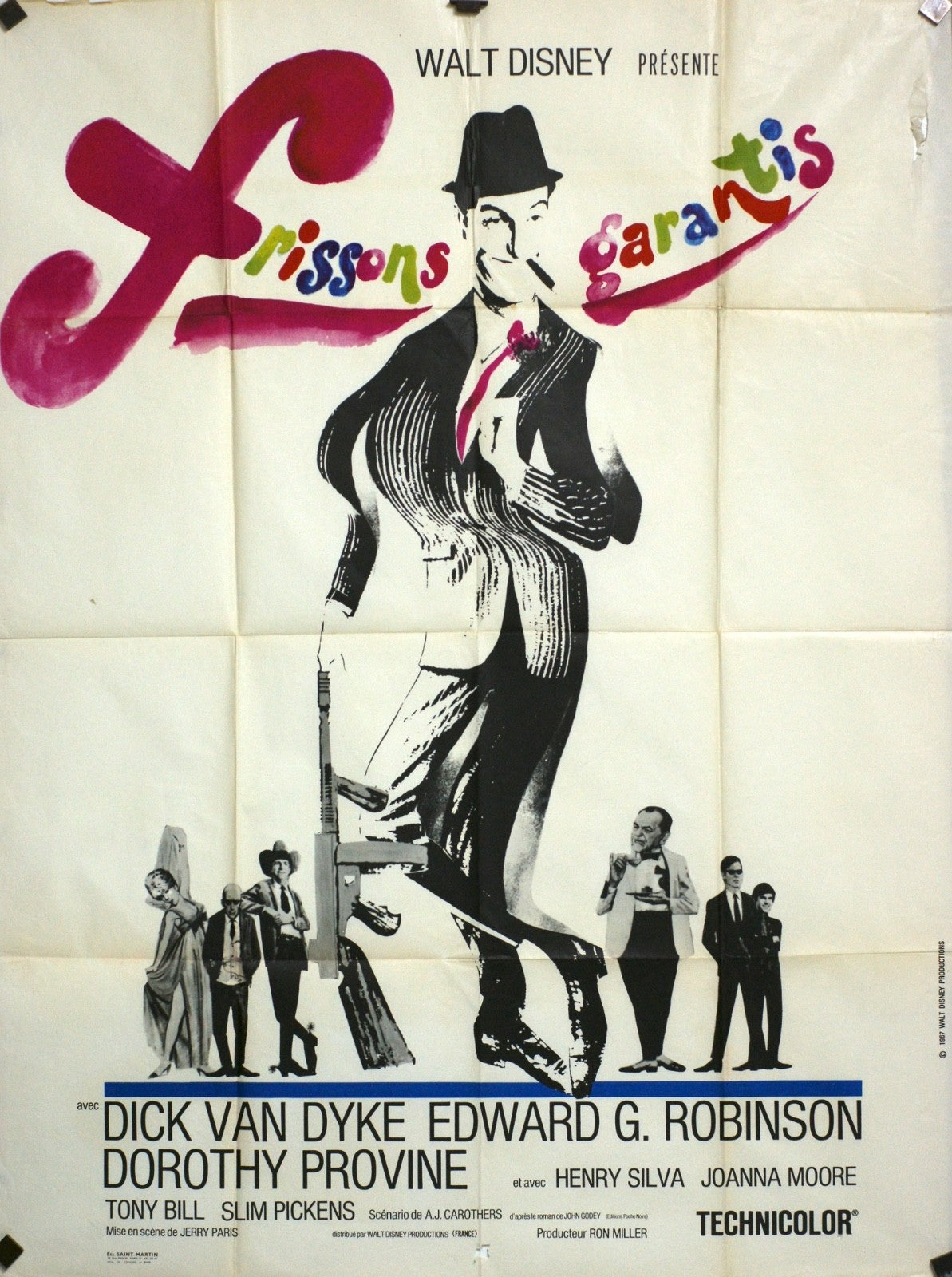 FRISSONS GARANTIS DICK VAN DYKE MOVIE POSTER ORIGINAL 120x160