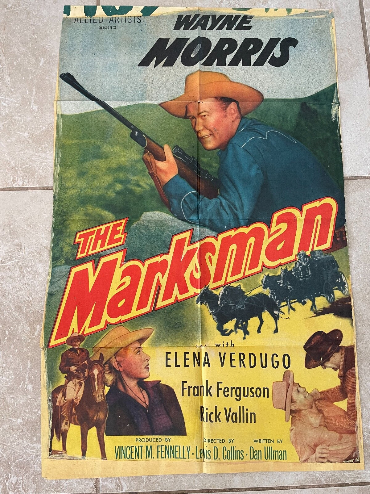 THE MARKSMAN (1953) 70x100 ORIGINAL MOVIE POSTER ELENA VERDUGO, FRANK FERGUSON